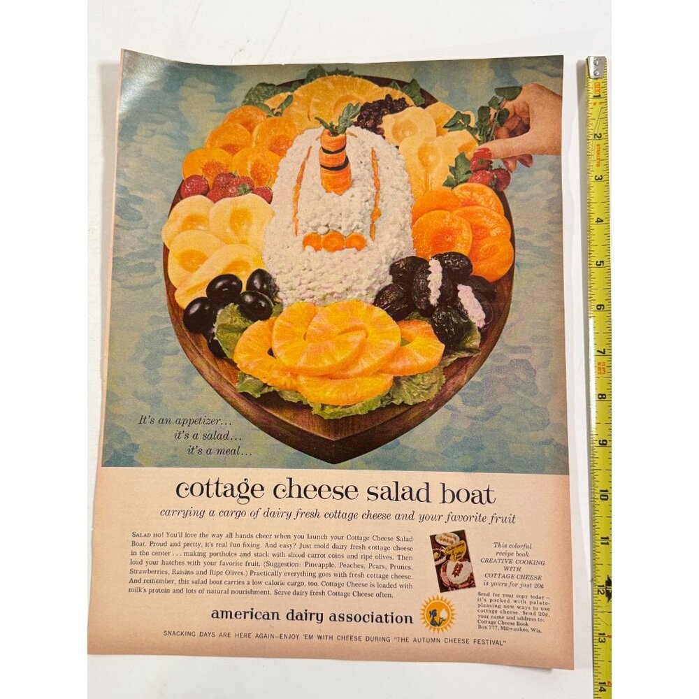 Vintage 1962 Cottage Cheese Salad Recipe American Dairy Advertisement Print Ad - Picture 2 of 2